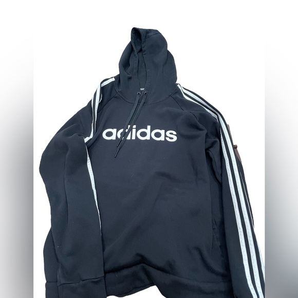 Adidas Men's Essentials 3-Stripes Pullover Hoodie, Black/White Large - Picture 3 of 8